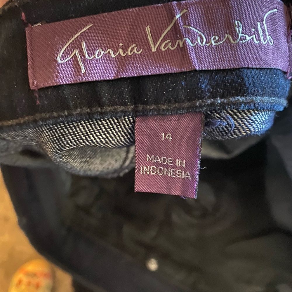 Gloria Vanderbilt 14 Jeans Amanda Straight Leg Dark Blue Stretch Denim - Picture 5 of 9